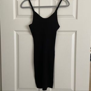 Little black mini ribbed bodycon dress